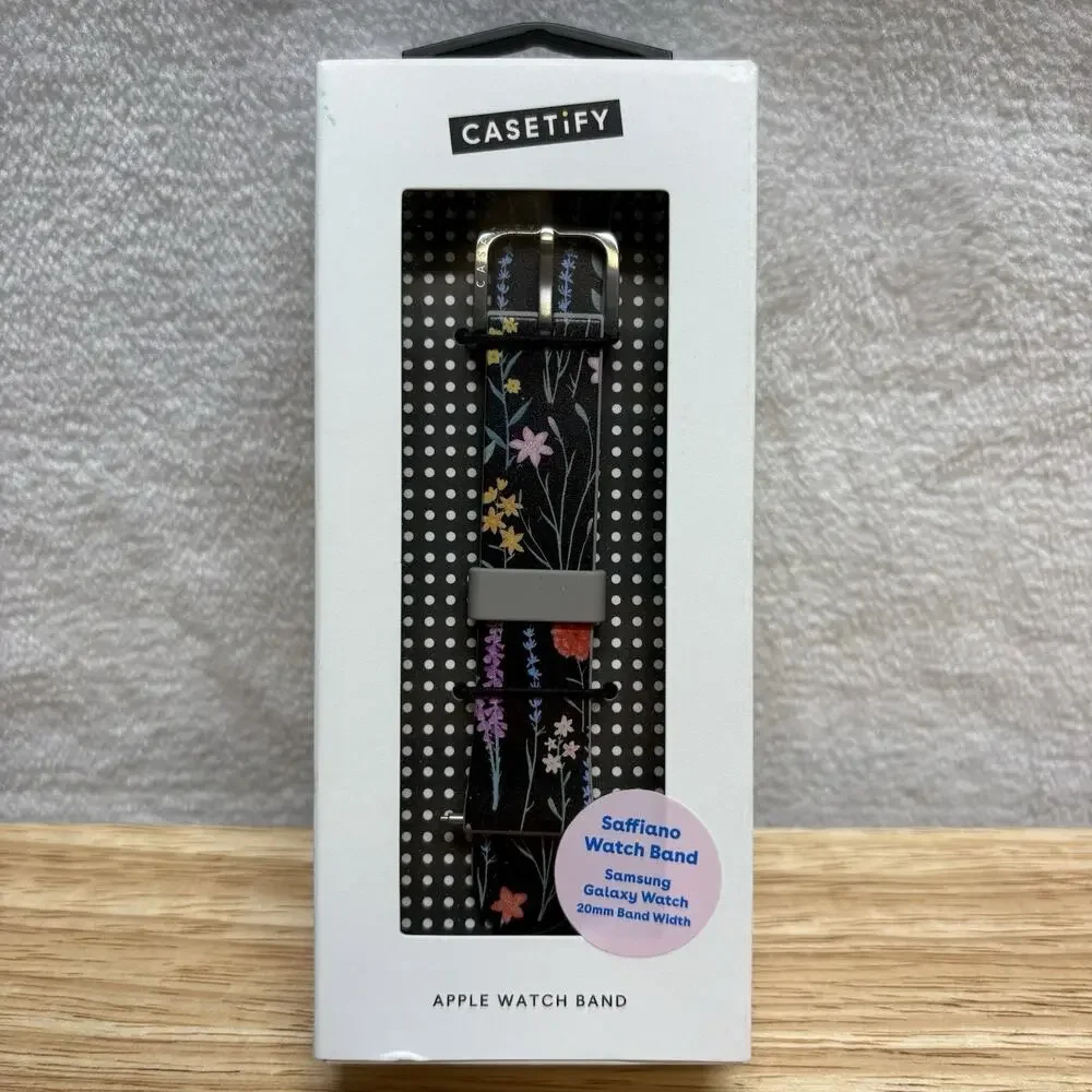 Casetify Saffiano Black Floral 20mm Samsung Galaxy Watch Band
